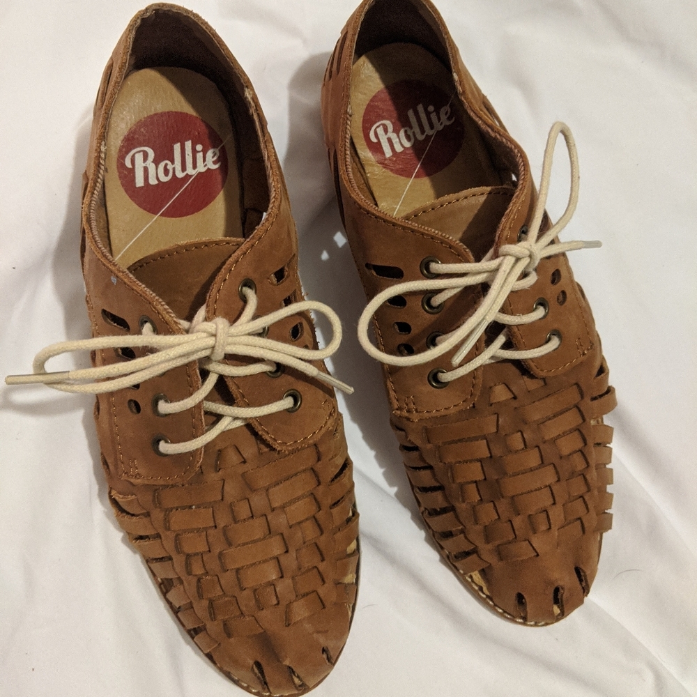 Rare Basket Woven Leather Rollie Shoes